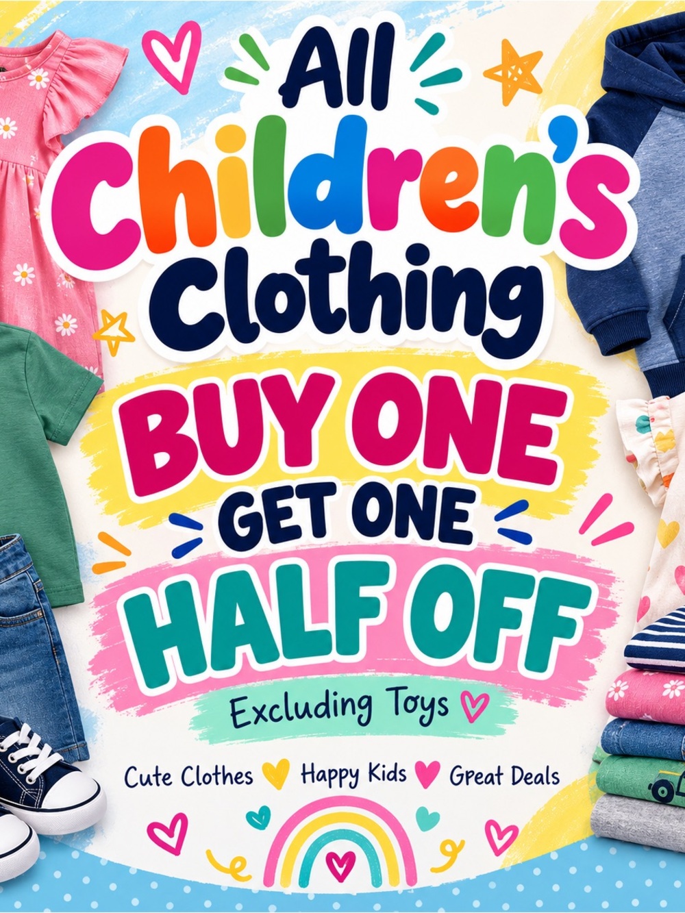 All Children's Clothing - Buy One Get One Half Off (Multicolor)